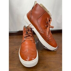 Men's SZ 10 Radii Patent Wingtip Hightop Sneaker Leather Brick Brown Dress Shoe‎